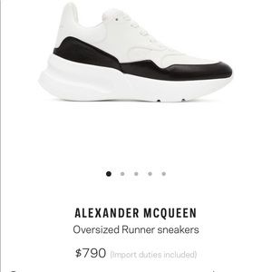 Brand new, never worn Alexander McQueen sneakers